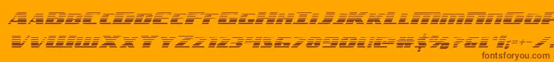 americorpsgrad-Schriftart – Braune Schriften auf orangefarbenem Hintergrund