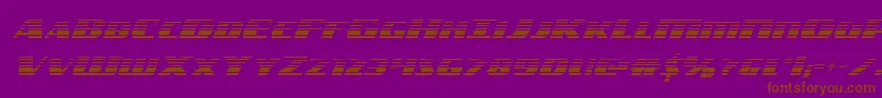 americorpsgrad-Schriftart – Braune Schriften auf violettem Hintergrund