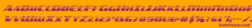 americorpsgrad-Schriftart – Violette Schriften auf orangefarbenem Hintergrund