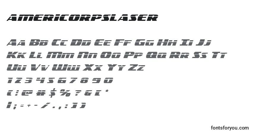 Americorpslaser (119406)-fontti – aakkoset, numerot, erikoismerkit