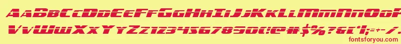 americorpslaser-Schriftart – Rote Schriften auf gelbem Hintergrund