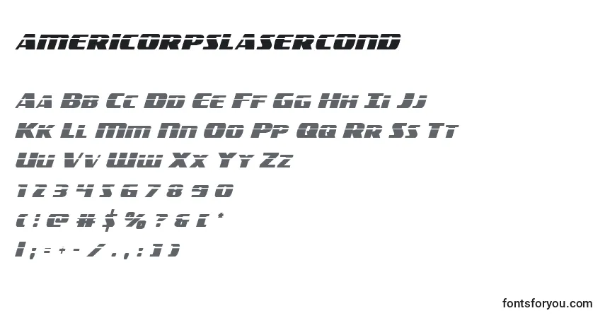 A fonte Americorpslasercond (119407) – alfabeto, números, caracteres especiais