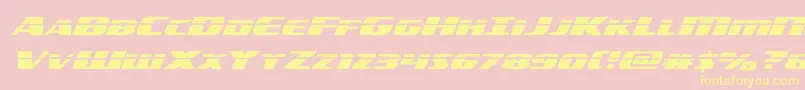 americorpslaserexpand-Schriftart – Gelbe Schriften auf rosa Hintergrund