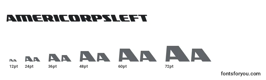 Размеры шрифта Americorpsleft