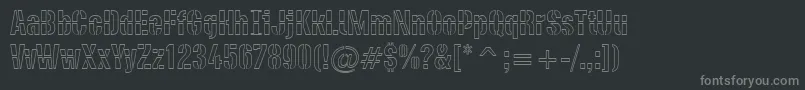 DieselstencilOutline-fontti – harmaat kirjasimet mustalla taustalla