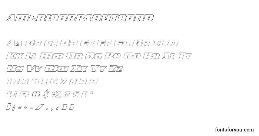 Шрифт Americorpsoutcond (119411) – алфавит, цифры, специальные символы