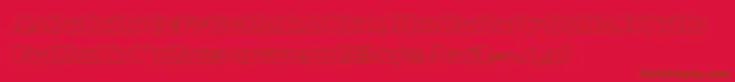 フォントamericorpsoutextracond – 赤い背景に茶色の文字