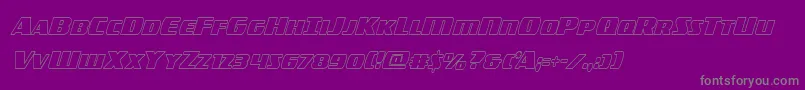 フォントamericorpsoutextracond – 紫の背景に灰色の文字