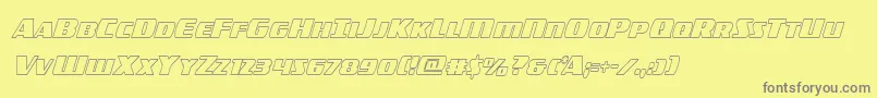 フォントamericorpsoutextracond – 黄色の背景に灰色の文字