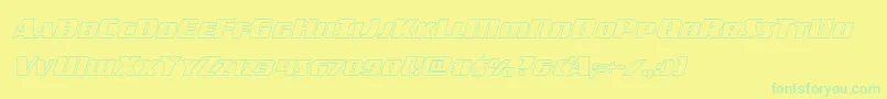フォントamericorpsoutextracond – 黄色い背景に緑の文字