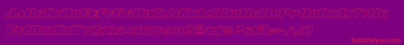 フォントamericorpsoutextracond – 紫の背景に赤い文字