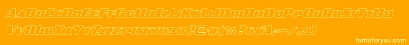 americorpsoutextracond-Schriftart – Gelbe Schriften auf orangefarbenem Hintergrund