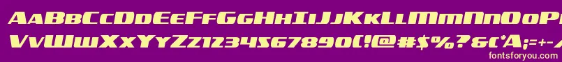 フォントamericorpssemital – 紫の背景に黄色のフォント