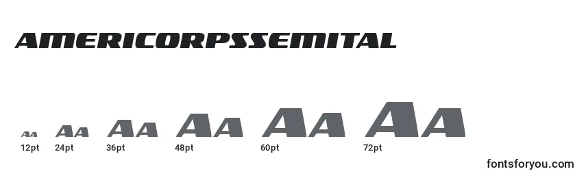 Размеры шрифта Americorpssemital