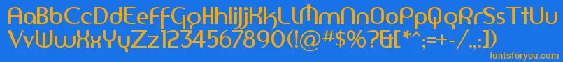 フォントAMERSN   – オレンジ色の文字が青い背景にあります。