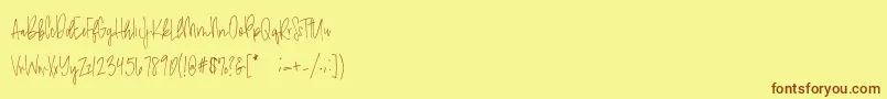 Fonte amethyst Demo – fontes marrons em um fundo amarelo