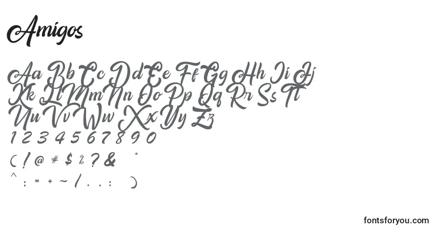 Schriftart Amigos (119422) – Alphabet, Zahlen, spezielle Symbole