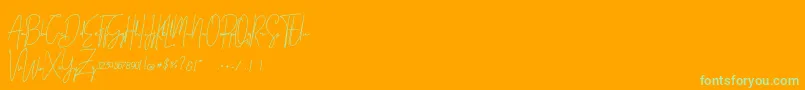 フォントAmilliaSignature Regular – オレンジの背景に緑のフォント