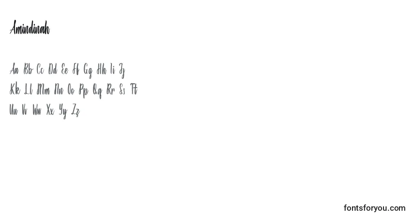 Czcionka Amindinah – alfabet, cyfry, specjalne znaki