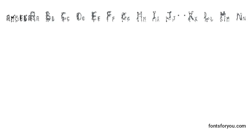 A fonte Amoeba (119428) – alfabeto, números, caracteres especiais