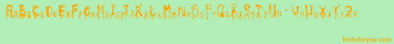 amoeba Font – Orange Fonts on Green Background