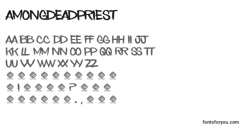 AmongDeadPriest-fontti – aakkoset, numerot, erikoismerkit