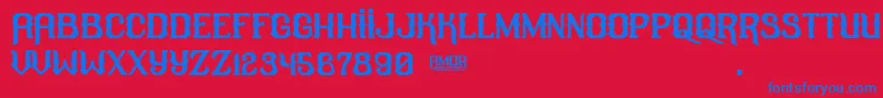 amor Font – Blue Fonts on Red Background