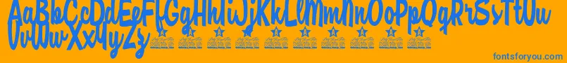 Amore Mio Personal Use Font – Blue Fonts on Orange Background