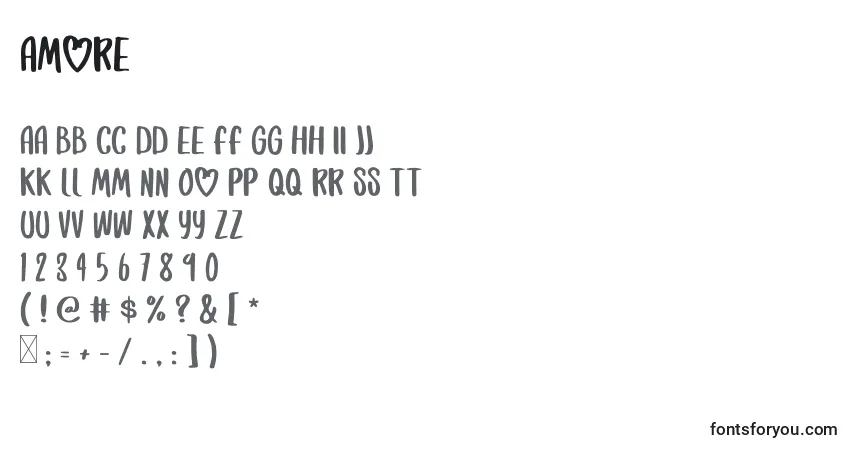 Шрифт Amore (119432) – алфавит, цифры, специальные символы