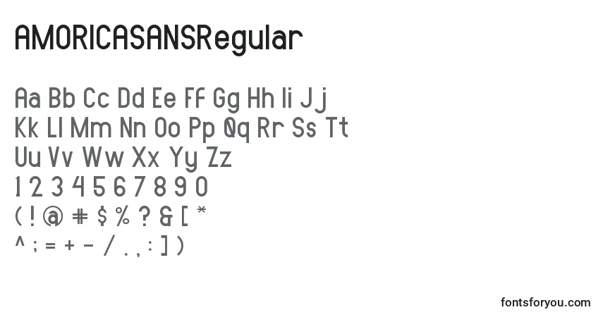 Schriftart AMORICASANSRegular – Alphabet, Zahlen, spezielle Symbole