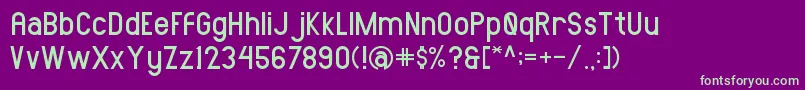 フォントAMORICASANSRegular – 紫の背景に緑のフォント