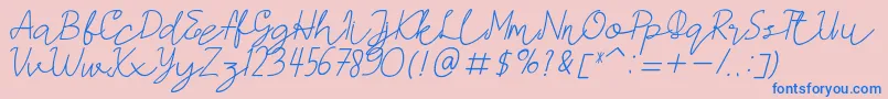 Police AMORICASCRIPTItalic – polices bleues sur fond rose