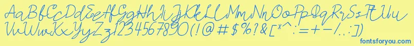 Подробнее о шрифте AMORICASCRIPTItalic Шрифт AMORICASCRIPTItalic – синие шрифты на жёлтом фоне