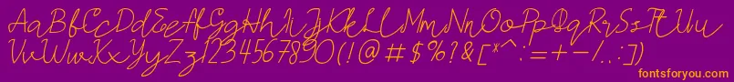 AMORICASCRIPTItalic Font – Orange Fonts on Purple Background