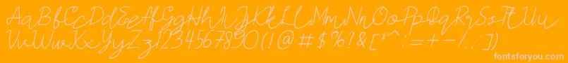 AMORICASCRIPTItalic-fontti – vaaleanpunaiset fontit oranssilla taustalla