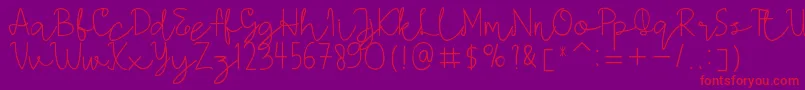 AMORICASCRIPTRegular-Schriftart – Rote Schriften auf violettem Hintergrund