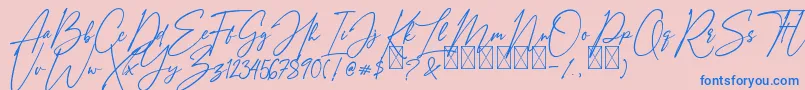 fuente AmostelySignature – Fuentes Azules Sobre Fondo Rosa