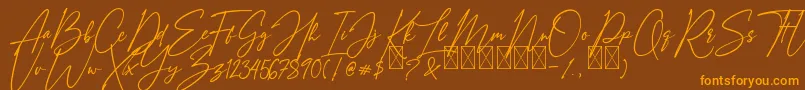 AmostelySignature Font – Orange Fonts on Brown Background