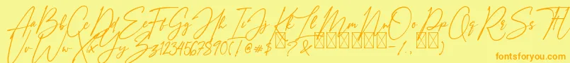 AmostelySignature Font – Orange Fonts on Yellow Background