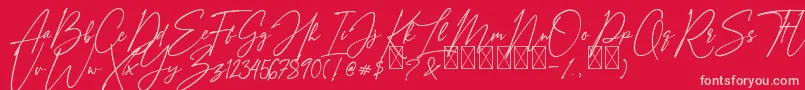 Czcionka AmostelySignature – różowe czcionki na czerwonym tle