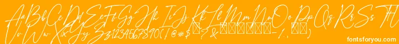 フォントAmostelySignature – オレンジの背景に白い文字