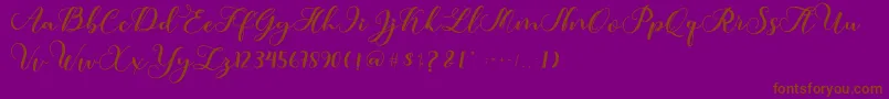Amotim-Schriftart – Braune Schriften auf violettem Hintergrund