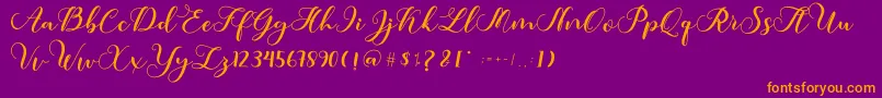 フォントAmotim – 紫色の背景にオレンジのフォント