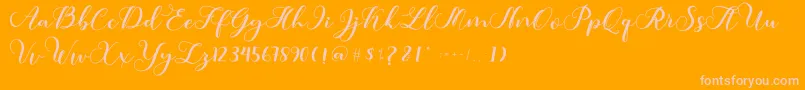 Amotim-Schriftart – Rosa Schriften auf orangefarbenem Hintergrund