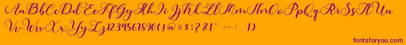 Amotim-Schriftart – Violette Schriften auf orangefarbenem Hintergrund