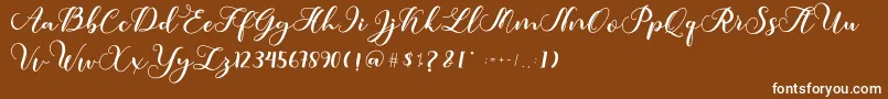 Amotim-Schriftart – Weiße Schriften auf braunem Hintergrund