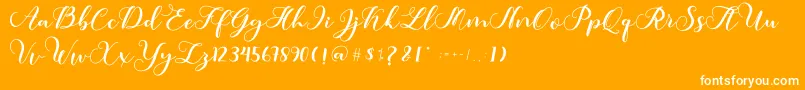 Amotim-Schriftart – Weiße Schriften auf orangefarbenem Hintergrund