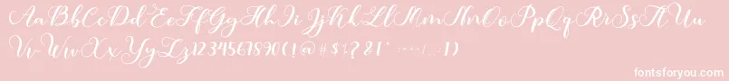 Amotim-fontti – valkoiset fontit vaaleanpunaisella taustalla
