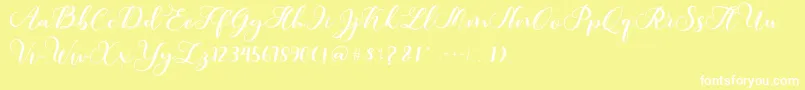 Amotim-Schriftart – Weiße Schriften auf gelbem Hintergrund