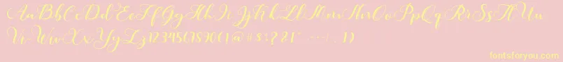 Amotim-fontti – keltaiset fontit vaaleanpunaisella taustalla